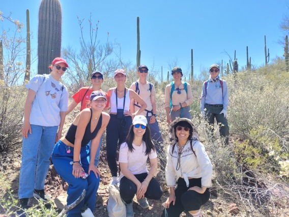 Spring 2022 student interns and NextGen Ranger park staff on a field trip to Saguaro National Park